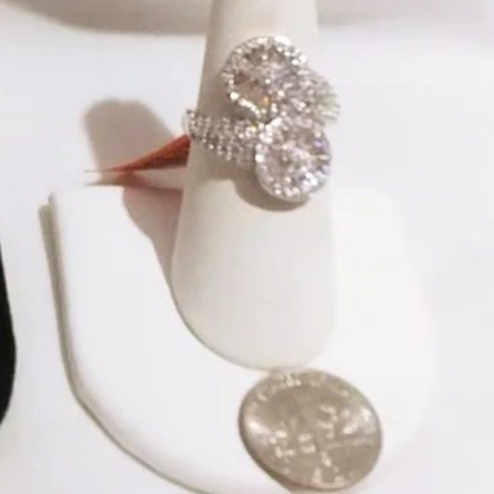 Simulated Diamond Bypass Rg Silvertone Sz 7